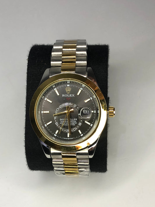 ROLEX  SKY-DWELLER  (Dual Tone Gold & Silver, Black Dial)