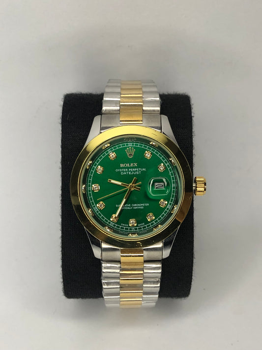 Rolex DATE-JUST (Green Dial, Dual Tone Gold & Silver)