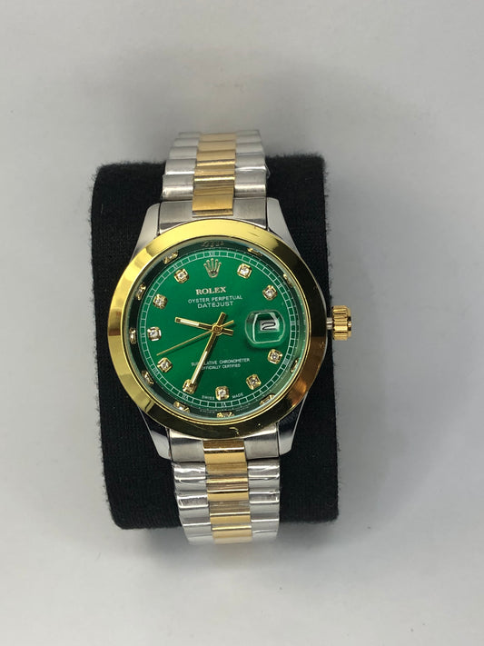 Rolex DATE-JUST (Green Dial, Dual Tone Gold & Silver)