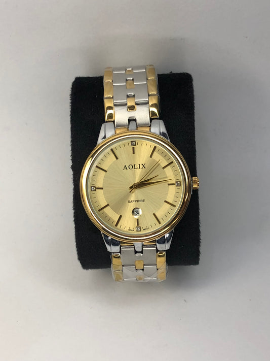 AOLIX - Gold  dial, Dual Tone Gold & Stainless Steel