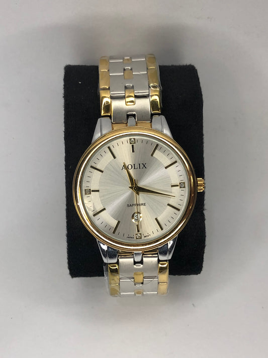 AOLIX - Silver dial, Dual Tone Gold & Stainless Steel